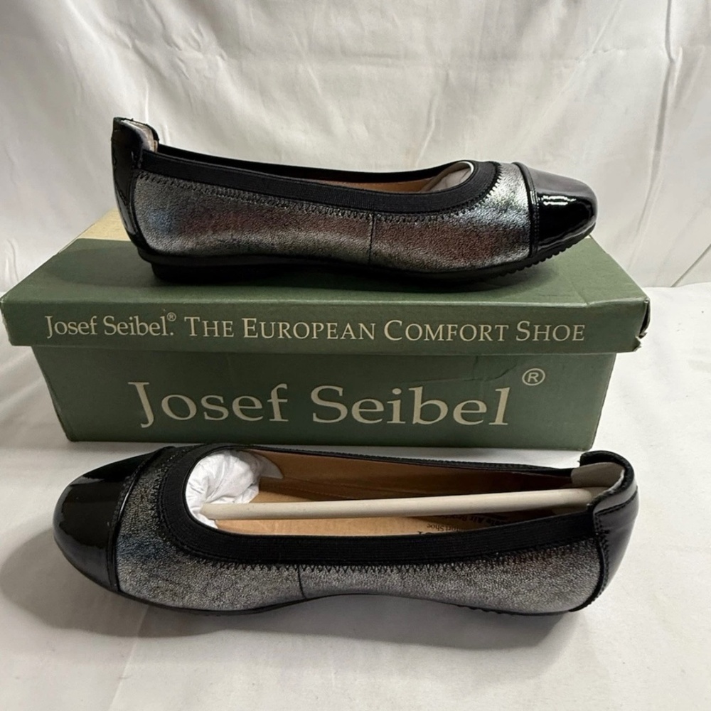 Josef Seibel Pippa 07 Ballet Flats Black/Metallic EU36 US5–5.5 NEW Box Damaged